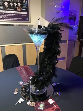Vegas Casino Martini Vase Feather Centrepiece Manchester