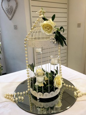 Vintage Rose and pearl Birdcage wedding centrepiece  party manchester